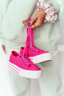 Damskie Tenisówki Na Platformie BIG STAR HH274054 Fuksja