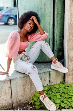 Damskie Tenisówki Na Platformie Beżowe Big City Life