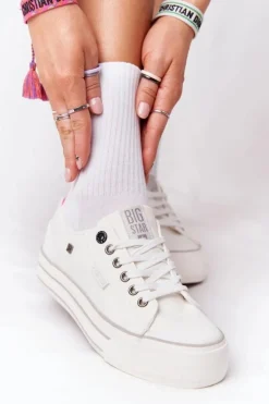 Damskie Tenisówki Na Platformie BIG STAR HH274052 Białe