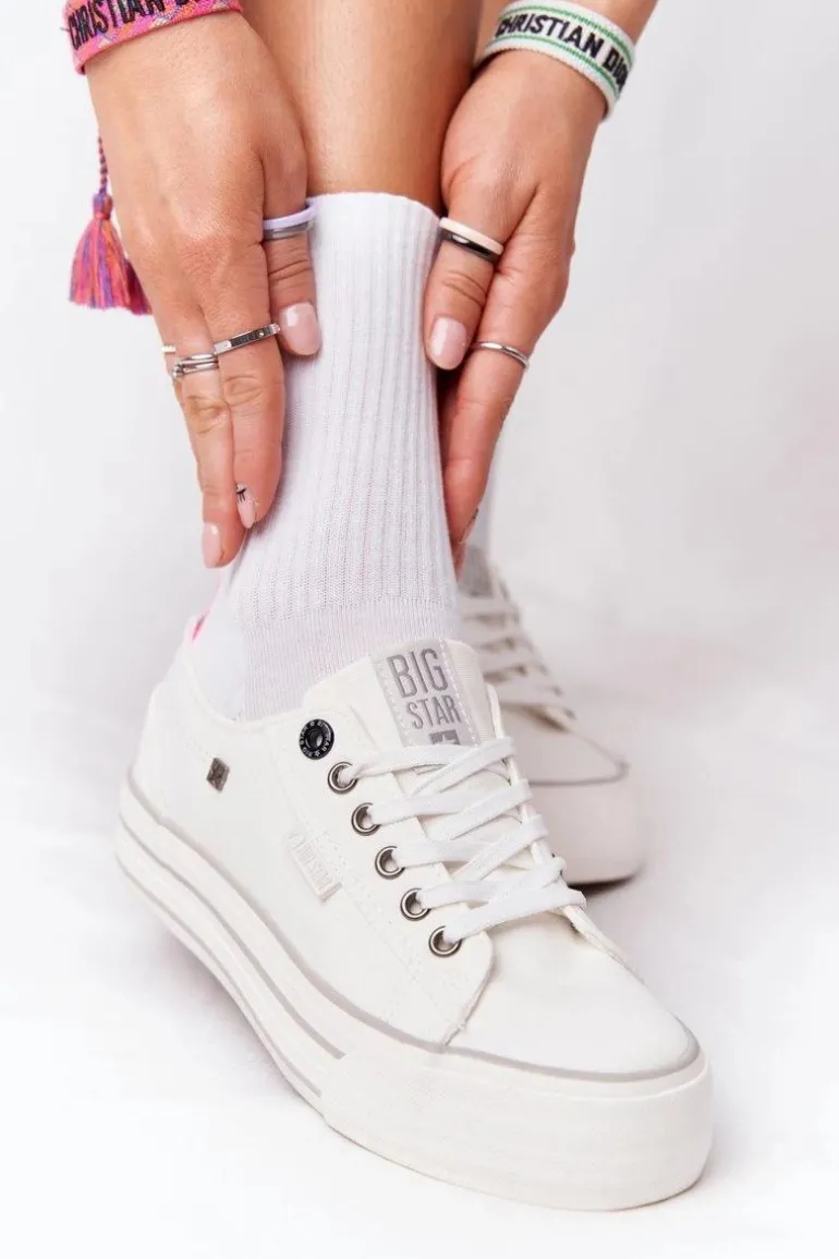 Damskie Tenisówki Na Platformie BIG STAR HH274052 Białe
