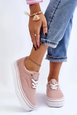 Damskie Tenisówki Na Platformie Big Star LL274229 Różowe