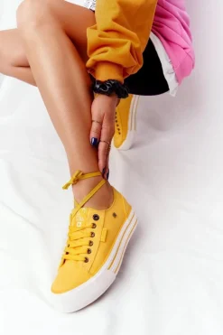 Damskie Tenisówki Na Platformie BIG STAR HH274055 Żółte