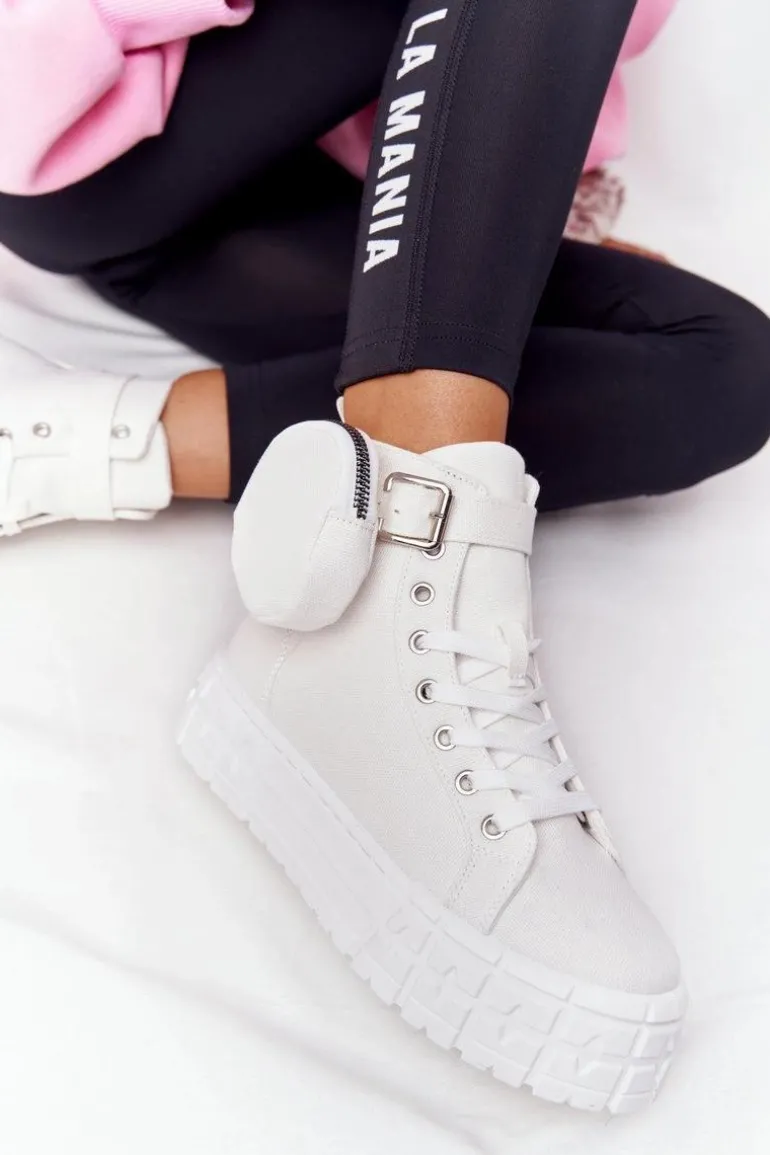 Damskie Tenisówki Na Platformie Z Nerką Białe Popcorn