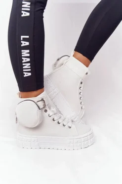 Damskie Tenisówki Na Platformie Z Nerką Białe Popcorn