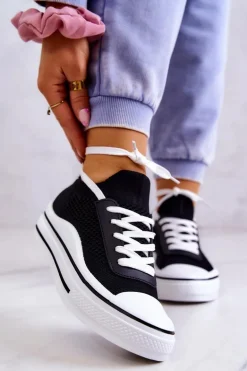 Damskie Tenisówki Skarpetkowe Czarne Soren