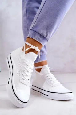 Damskie Tenisówki Skarpetkowe Białe Soren