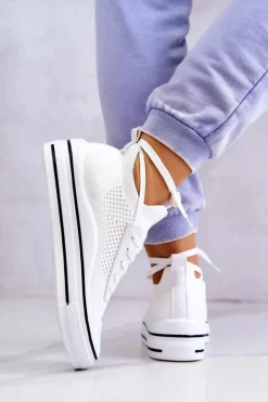 Damskie Tenisówki Skarpetkowe Białe Soren