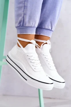 Damskie Tenisówki Skarpetkowe Białe Soren