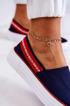 Damskie Tenisówki Slip On Big Star JJ276009 Granatowo-Czerwone