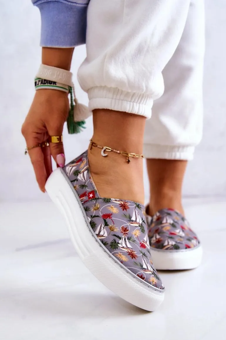 Damskie Tenisówki Slip On Memory Foam Big Star JJ276015 Szare