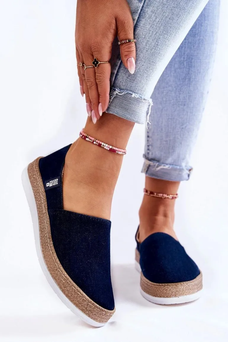 Damskie Tenisówki Slip On Big Star KK276009 Granatowe