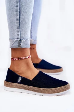 Damskie Tenisówki Slip On Big Star KK276009 Granatowe