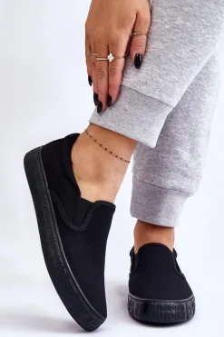 Damskie Tenisówki Slip-On Big Star LL274392 Czarne