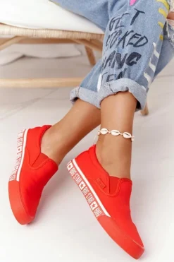 Damskie Tenisówki Slip-on Big Star HH274010 Czerwone