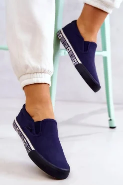 Damskie Tenisówki Slip-on Big Star HH274011 Granatowe