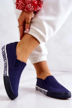 Damskie Tenisówki Slip-on Big Star HH274011 Granatowe