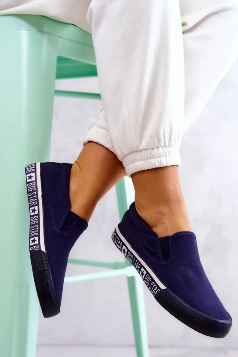 Damskie Tenisówki Slip-on Big Star HH274011 Granatowe