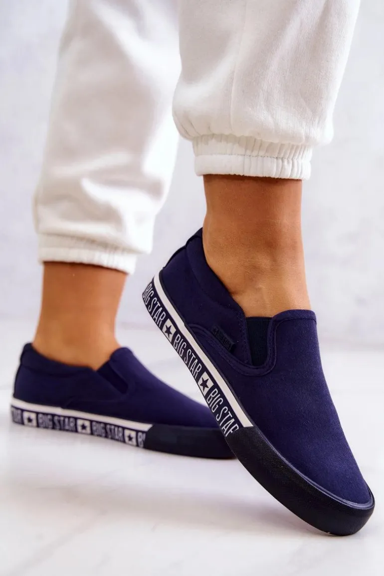 Damskie Tenisówki Slip-on Big Star HH274011 Granatowe
