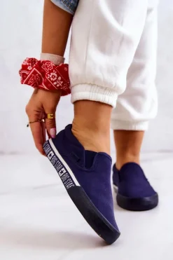 Damskie Tenisówki Slip-on Big Star HH274011 Granatowe