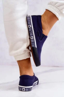 Damskie Tenisówki Slip-on Big Star HH274011 Granatowe