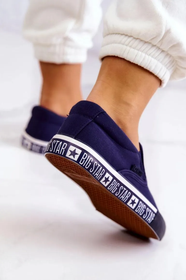 Damskie Tenisówki Slip-on Big Star HH274011 Granatowe