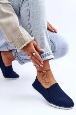 Damskie Tenisówki Slip-On Granatowe Versali