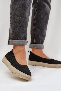 Damskie Tenisówki Slip-on Na Platformie Czarne Pimadea