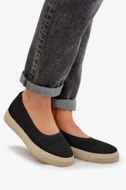 Damskie Tenisówki Slip-on Na Platformie Czarne Pimadea