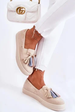 Damskie Tenisówki Trampki Slip-On Beżowe Venira