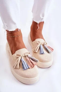 Damskie Tenisówki Trampki Slip-On Beżowe Venira