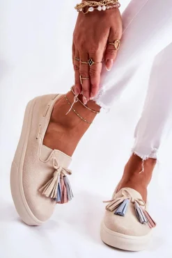 Damskie Tenisówki Trampki Slip-On Beżowe Venira