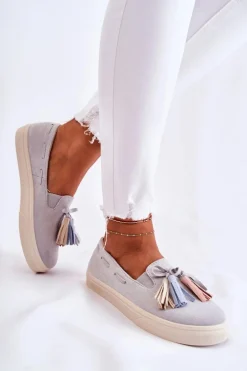Damskie Tenisówki Trampki Slip-On Szare Venira
