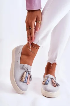 Damskie Tenisówki Trampki Slip-On Szare Venira
