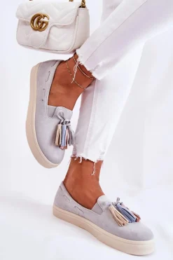 Damskie Tenisówki Trampki Slip-On Szare Venira
