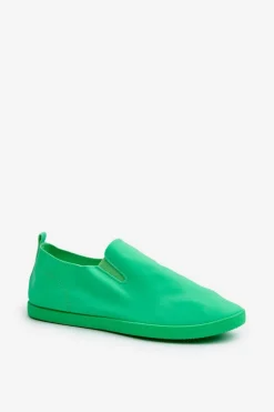 Damskie Tenisówki Trampki Slip-On Zielone Lovinia