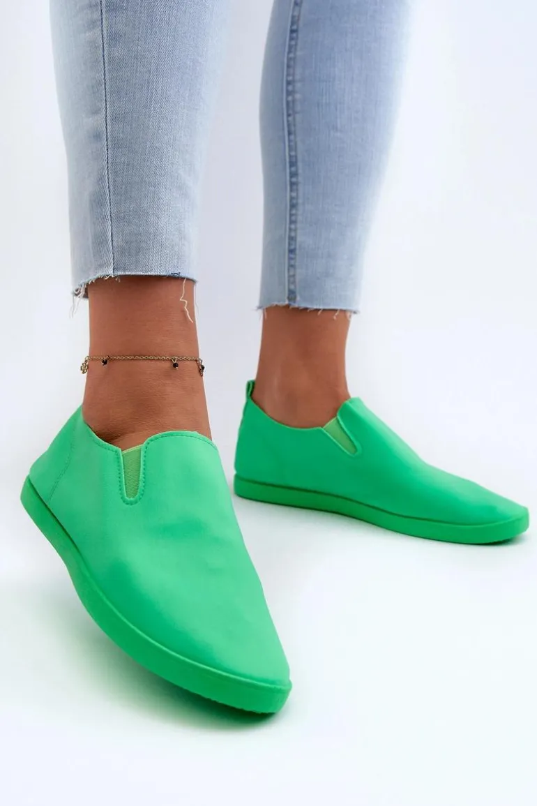 Damskie Tenisówki Trampki Slip-On Zielone Lovinia