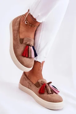 Damskie Tenisówki Trampki Slip-On Brązowe Venira