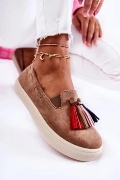 Damskie Tenisówki Trampki Slip-On Brązowe Venira