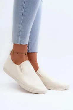 Damskie Tenisówki Trampki Slip-On Beżowe Lovinia