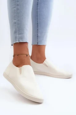 Damskie Tenisówki Trampki Slip-On Beżowe Lovinia