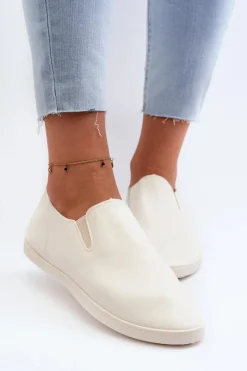 Damskie Tenisówki Trampki Slip-On Beżowe Lovinia