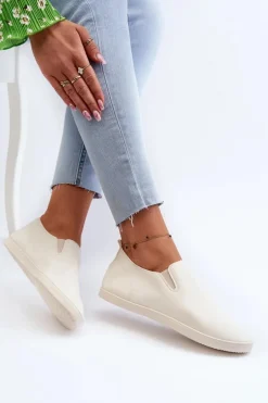 Damskie Tenisówki Trampki Slip-On Beżowe Lovinia