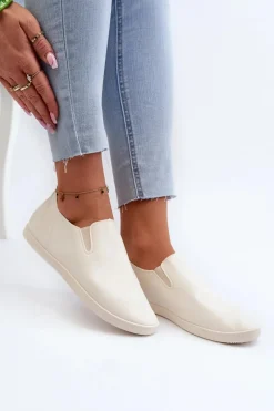 Damskie Tenisówki Trampki Slip-On Beżowe Lovinia