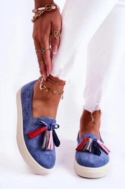 Damskie Tenisówki Trampki Slip-On Niebieskie Venira