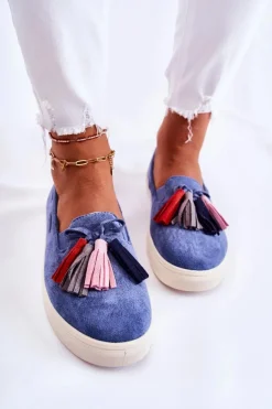 Damskie Tenisówki Trampki Slip-On Niebieskie Venira