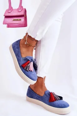 Damskie Tenisówki Trampki Slip-On Niebieskie Venira