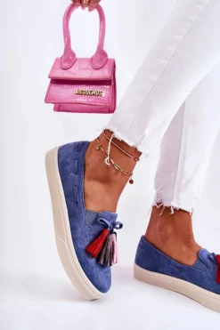 Damskie Tenisówki Trampki Slip-On Niebieskie Venira