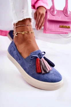 Damskie Tenisówki Trampki Slip-On Niebieskie Venira