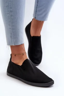 Damskie Tenisówki Trampki Slip-On Czarne Lovinia