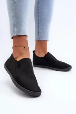 Damskie Tenisówki Trampki Slip-On Czarne Lovinia